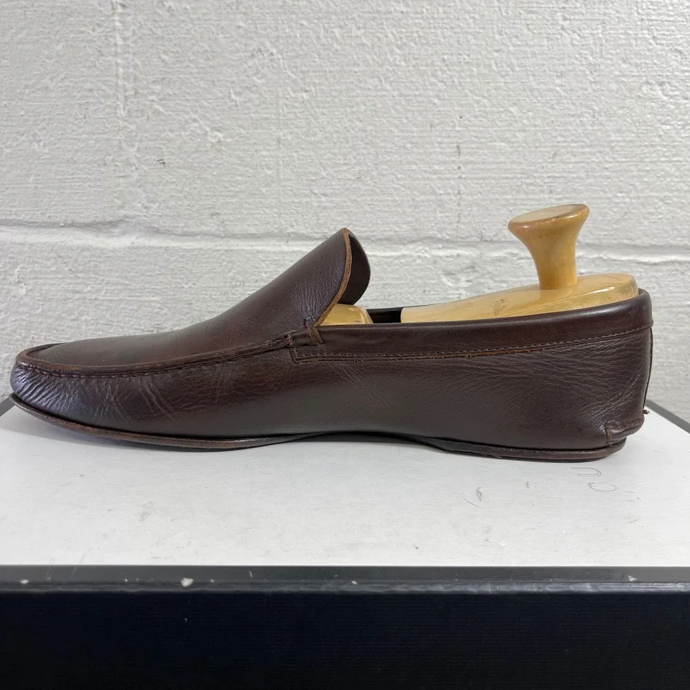 Jil Sanders Brown Leather Loafers Slip On Dress Shoes Mens 10 D Italy Made‎